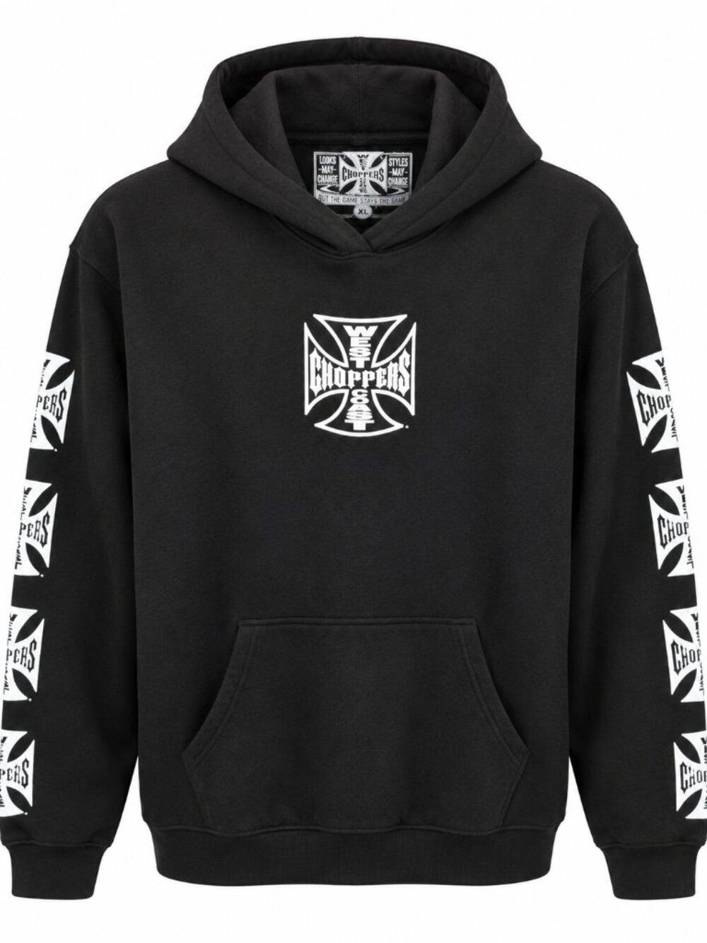 West Coast Choppers Black Logo Sleeve Graphic Hoodie Pullover XL New